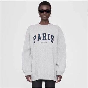 Anine Bing Gray Paris Logo Sweatshirt XL
